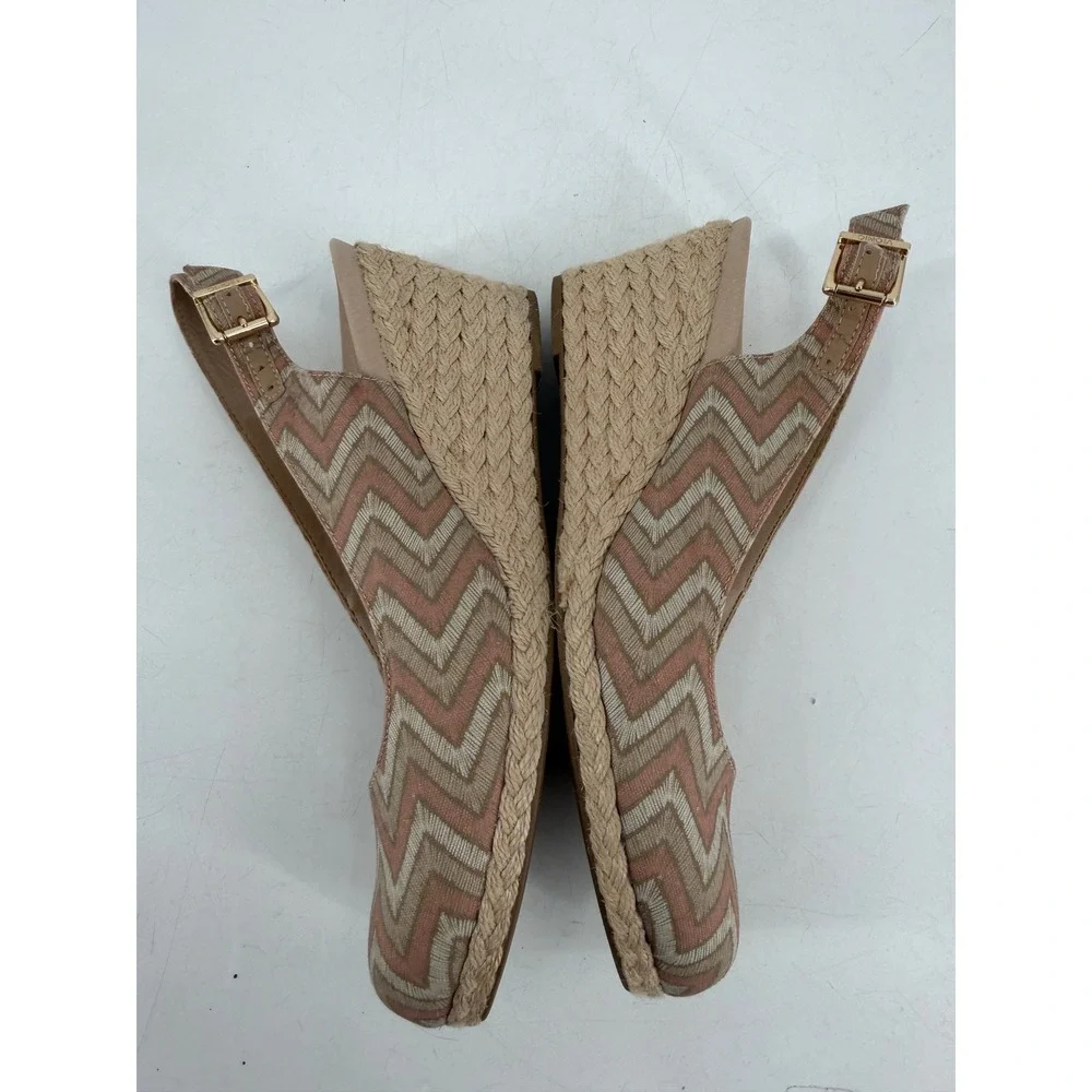 Vionic Coralina Wedge Sandals Womens 10 Blush‎ Pink Chevron Espadrille Boho Chic